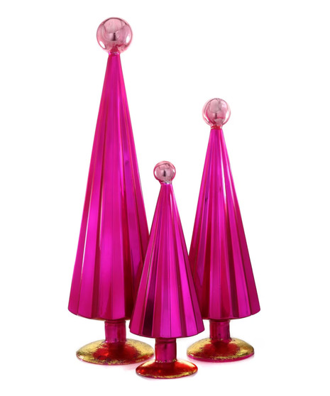 Pleated Pink Glass Trees